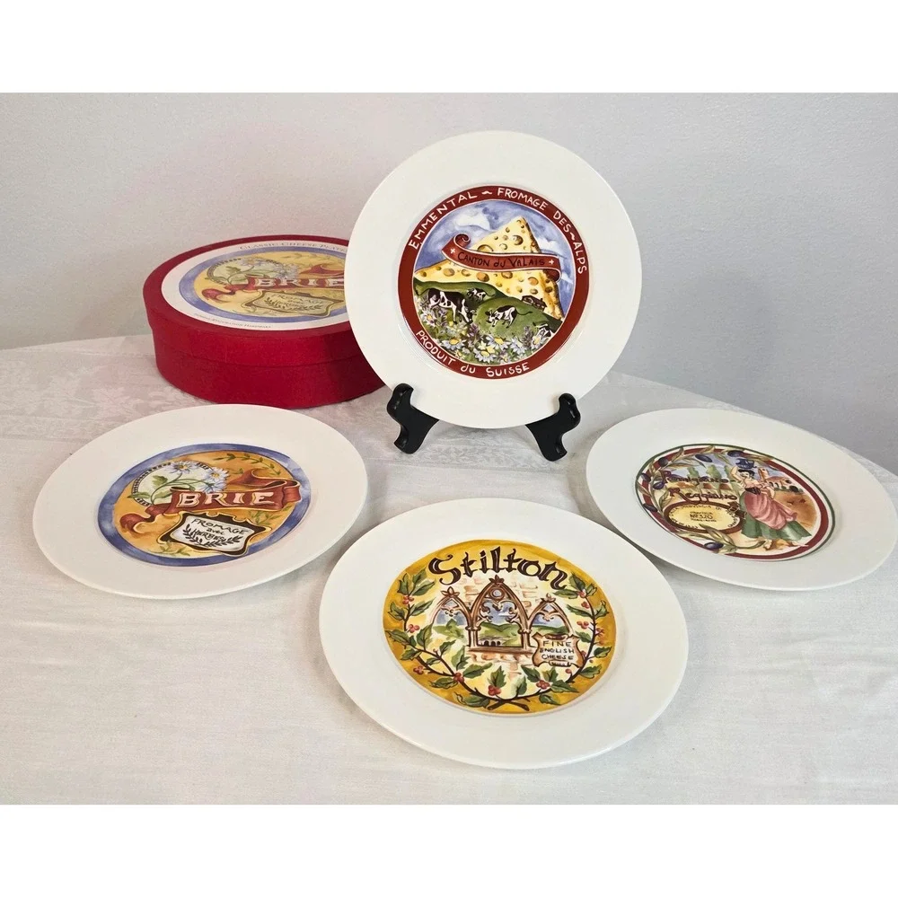 Restoration Hardware Classic Cheese Plates Set of 4 Vintage 2000 Brie Stilton 8